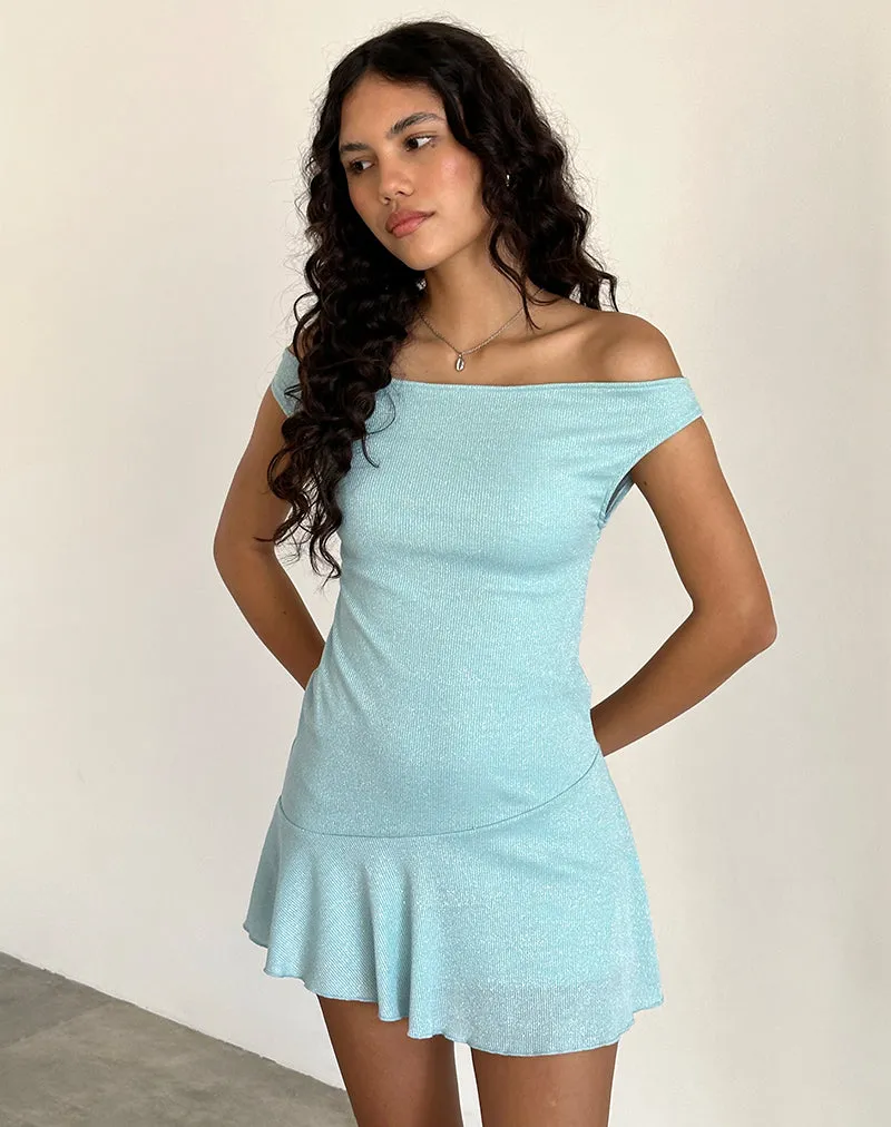 Cynthia Mini Dress in Shimmer Rib Light Blue sold by Motel Rocks product image thumbnail 2