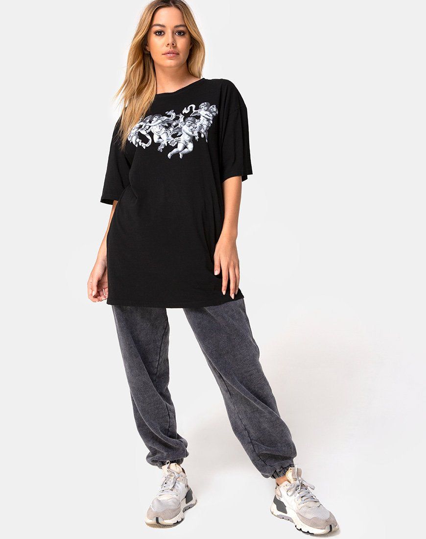 Sunny Kiss Tee in Black with Cherub sold by Motel Rocks product image thumbnail 4