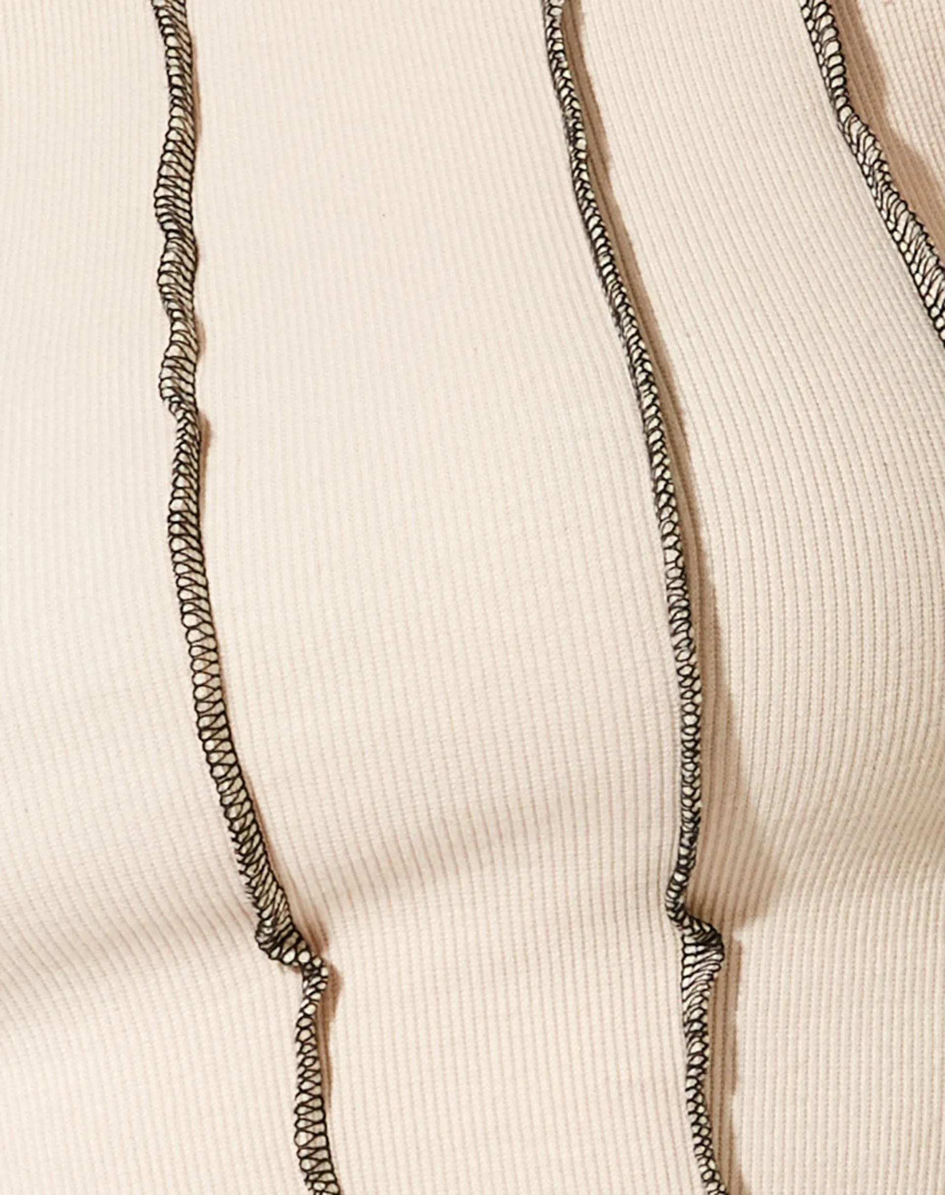 Ivy Vest Top in Rib Ecru with Black Stitching sold by Motel Rocks product image thumbnail 5