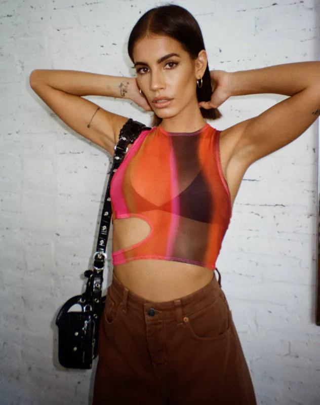 Gilard Crop Top in Solarized Orange and Pink sold by Motel Rocks