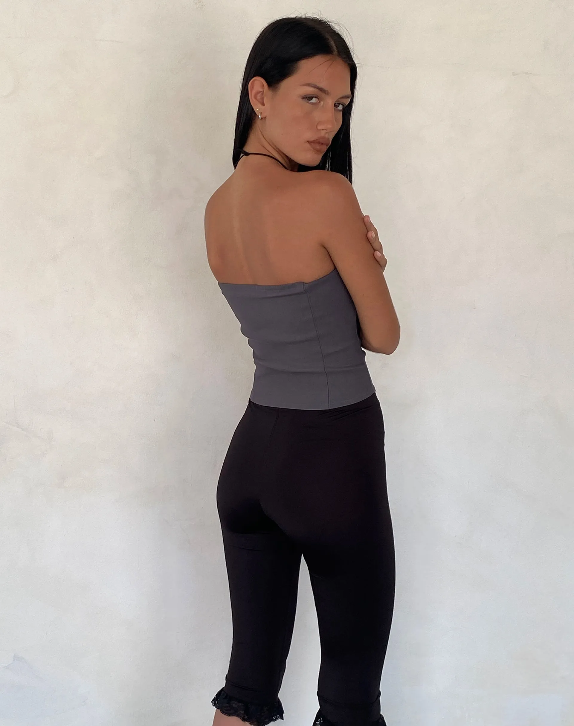 Novita Bow Detail Bandeau Top in Tailoring Charcoal Grey sold by Motel Rocks product image thumbnail 3