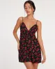 Senora Mini Dress in Cherries Black sold by Motel Rocks