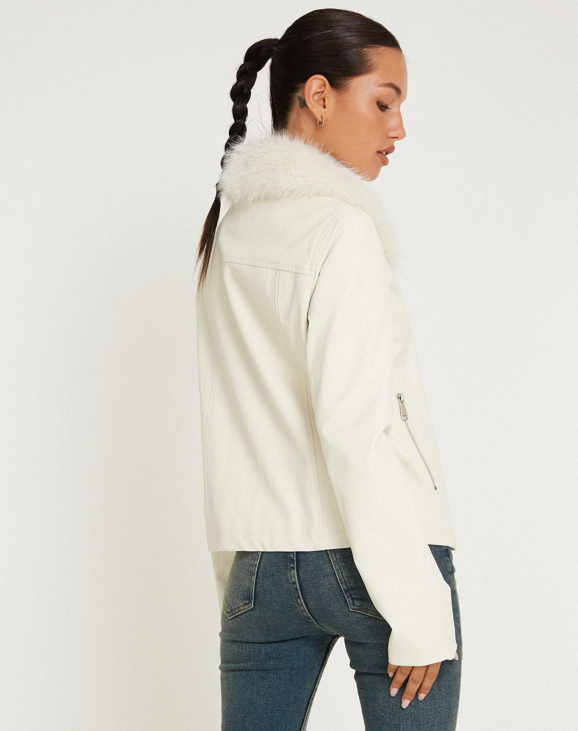 Yindo Zip Up Jacket in PU White sold by Motel Rocks product image thumbnail 2
