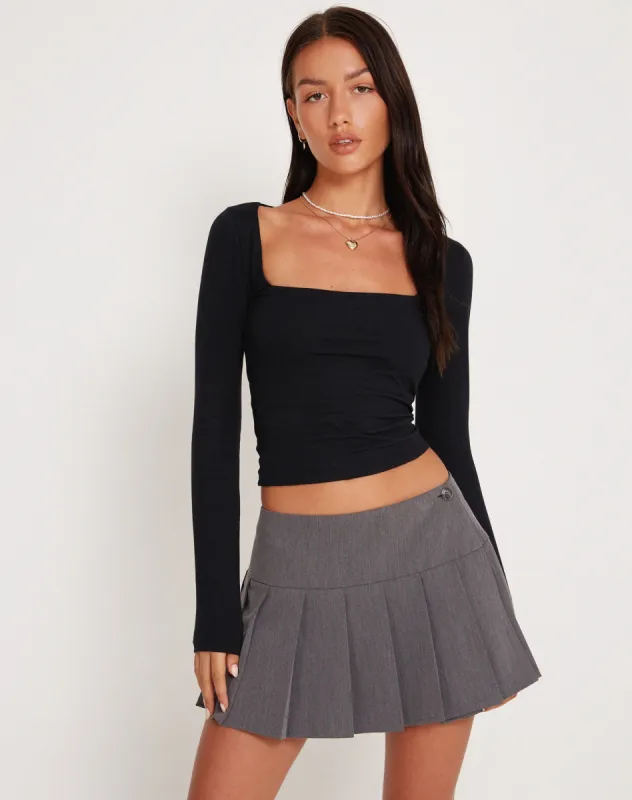 Quebon Long Sleeve Top in Black sold by Motel Rocks