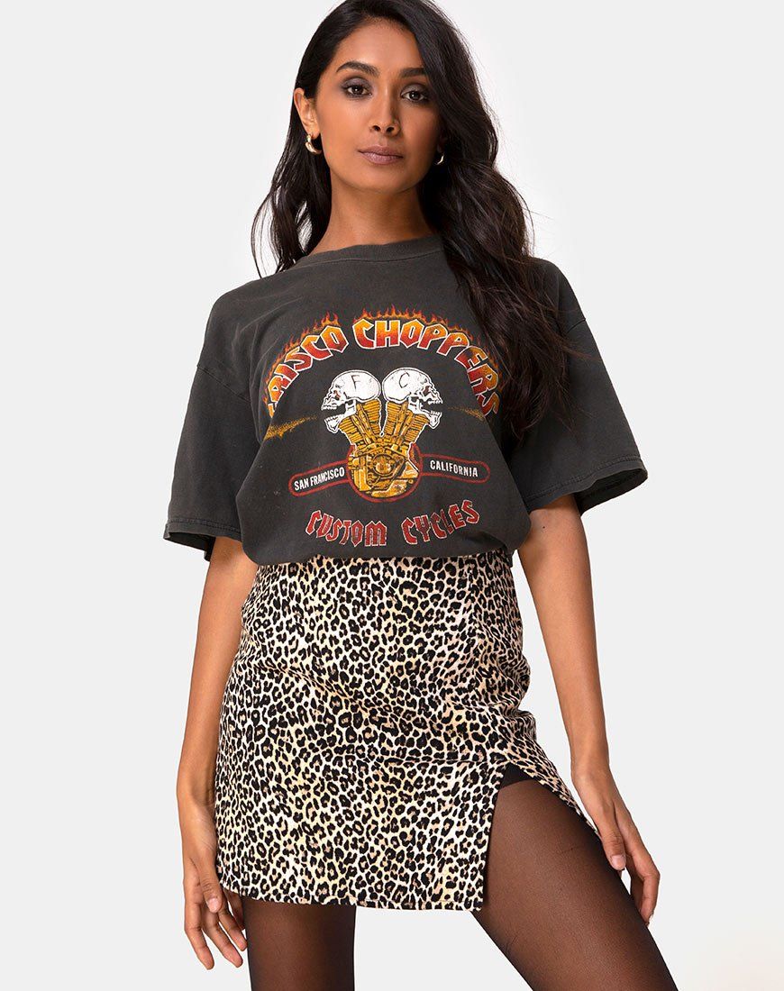 Pelmet Mini Skirt in Rar Leopard Brown sold by Motel Rocks