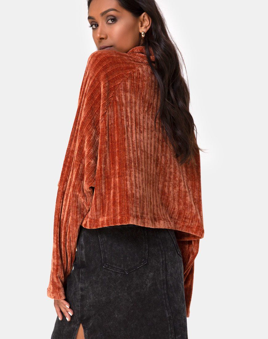 Evie Cropped Sweater in Rust Chenille sold by Motel Rocks product image thumbnail 2