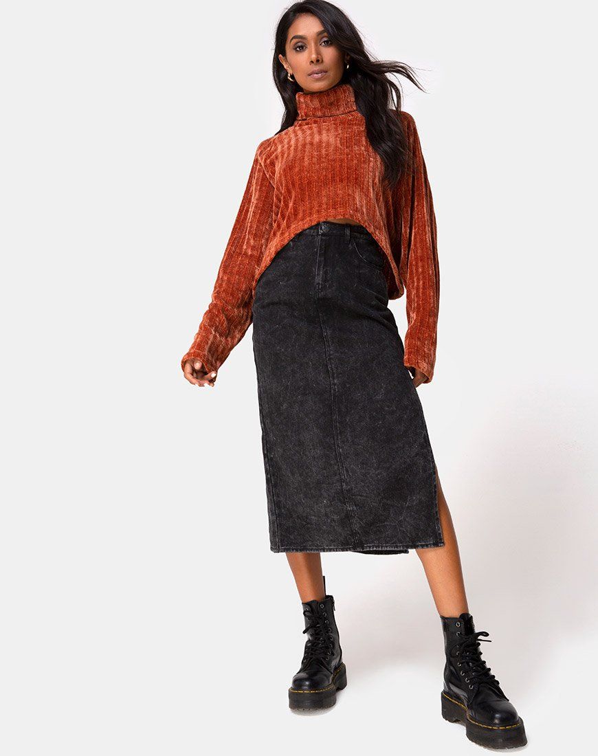 Evie Cropped Sweater in Rust Chenille sold by Motel Rocks product image thumbnail 3