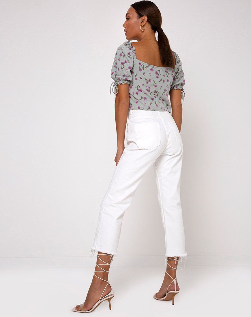 Fleur Top in Little Petal Dusky Blue sold by Motel Rocks product image thumbnail 4