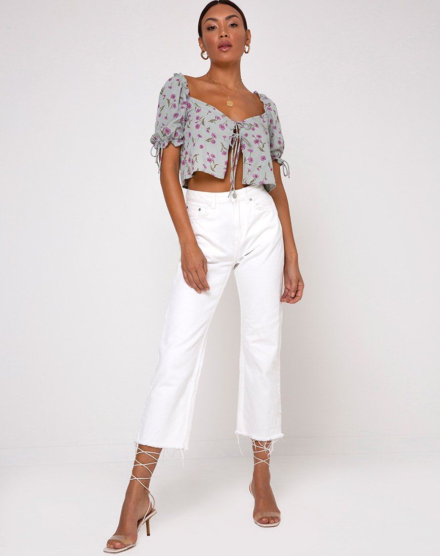 Fleur Top in Little Petal Dusky Blue sold by Motel Rocks product image thumbnail 3