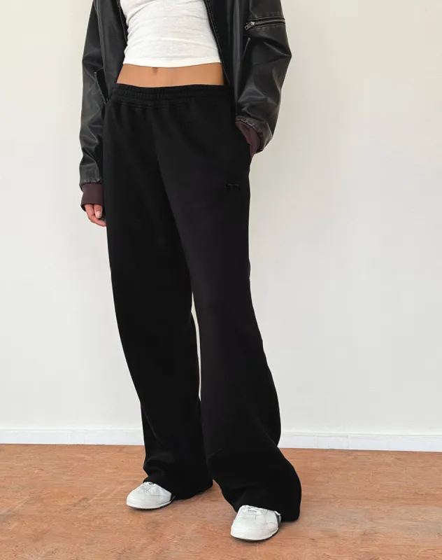 Loose Jogger in Black with 'M' Embroidery sold by Motel Rocks