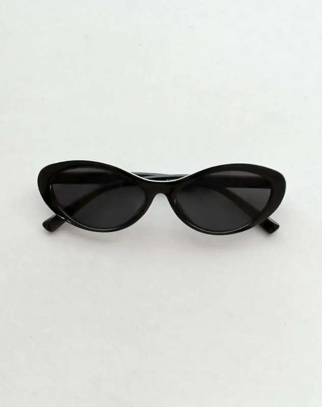 Chapini Oval Sunglasses in Black sold by Motel Rocks