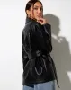 Belted Jacket in PU Black sold by Motel Rocks