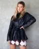 Belted Jacket in PU Black sold by Motel Rocks