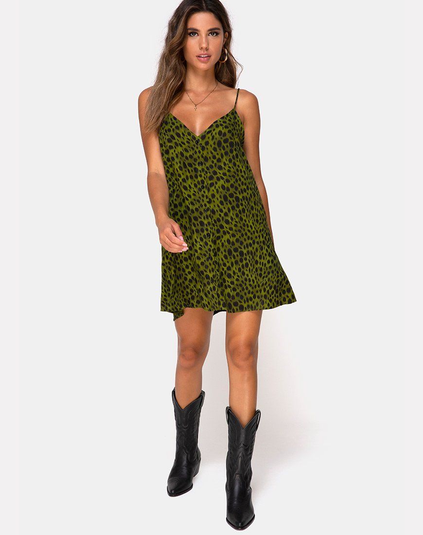 Sanna Slip Dress in Cheetah Khaki sold by Motel Rocks product image thumbnail 4