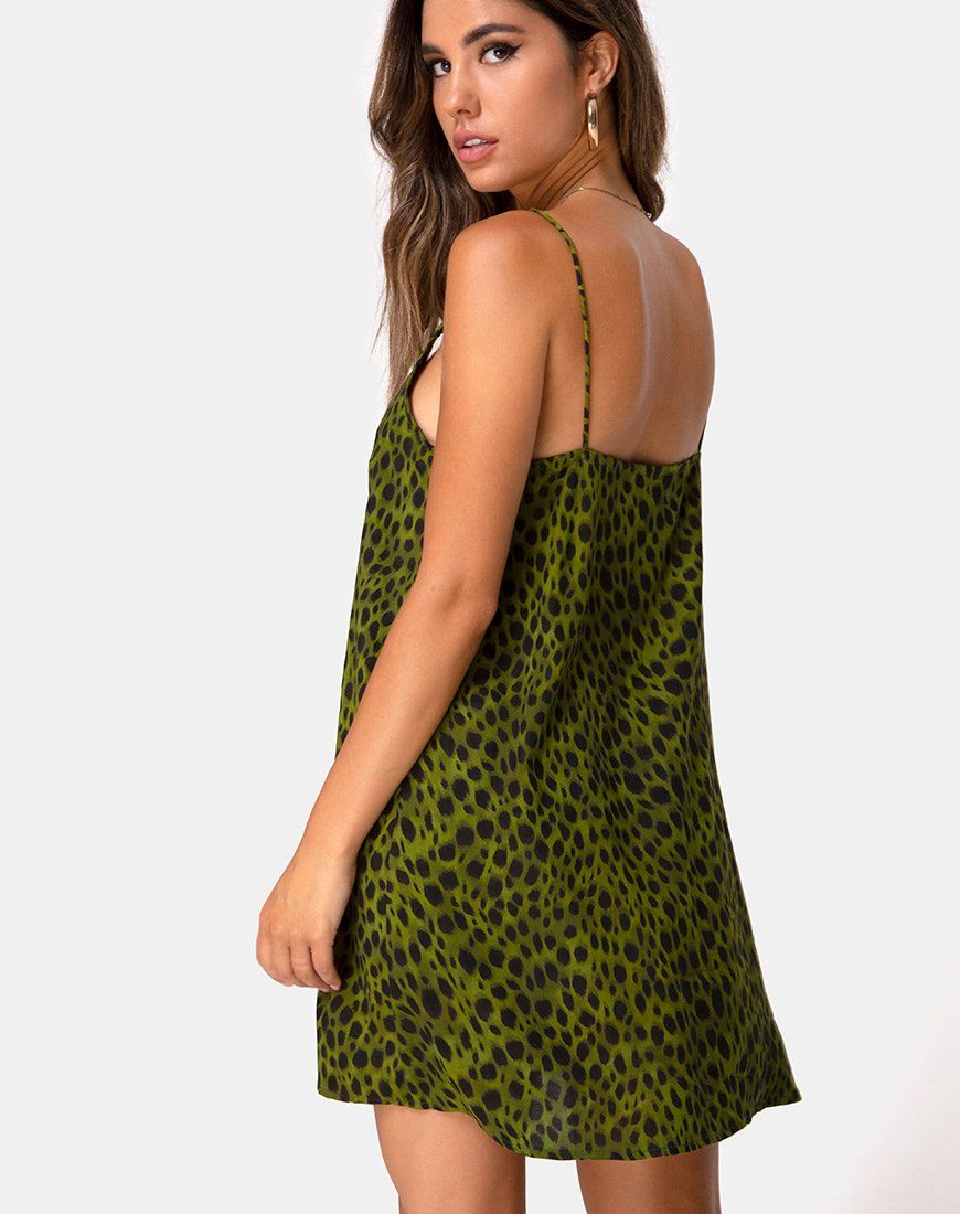 Sanna Slip Dress in Cheetah Khaki sold by Motel Rocks product image thumbnail 3