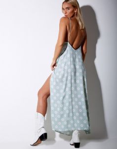 Hime Maxi Dress in Sage Daisy sold by Motel Rocks
