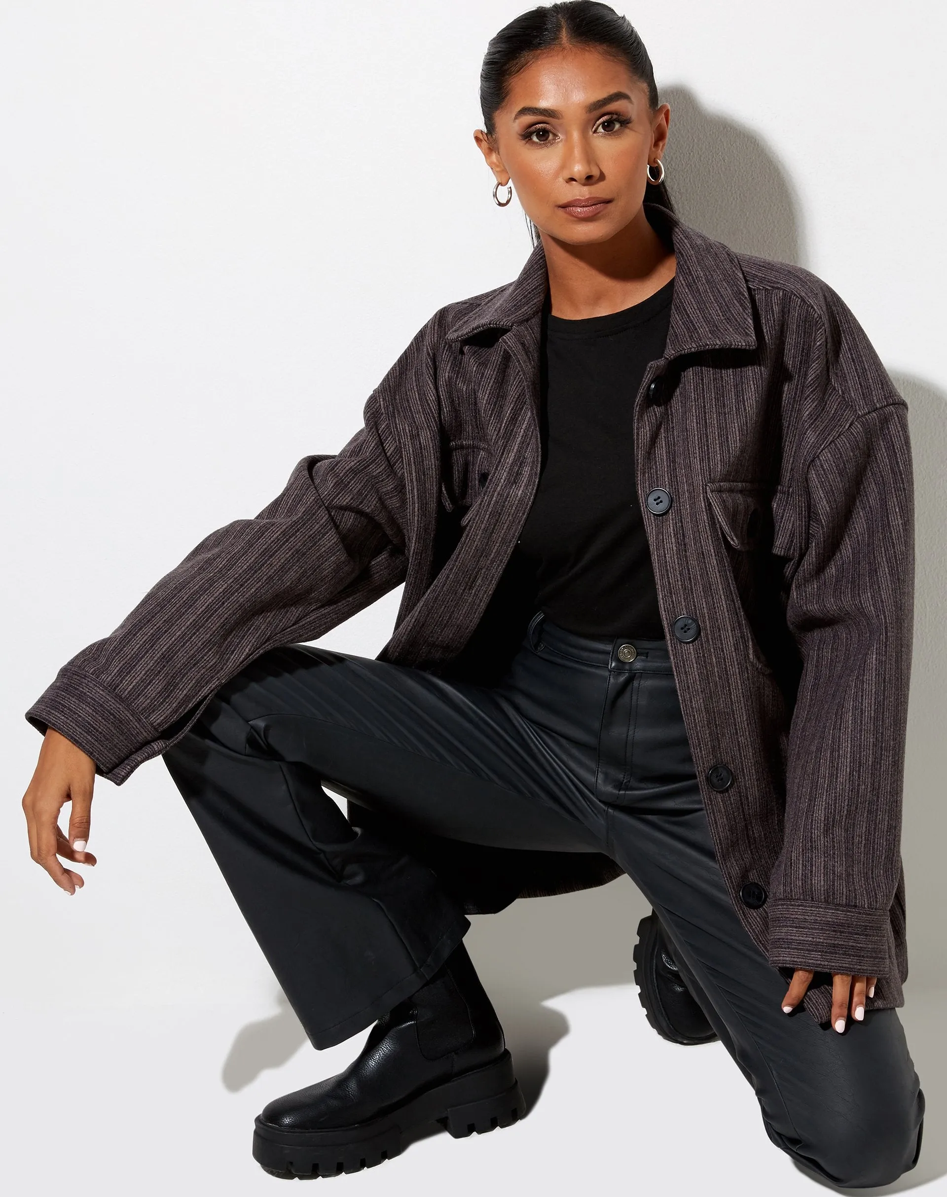 Marcel Shirt in Stripe Black and Grey sold by Motel Rocks product image thumbnail 4