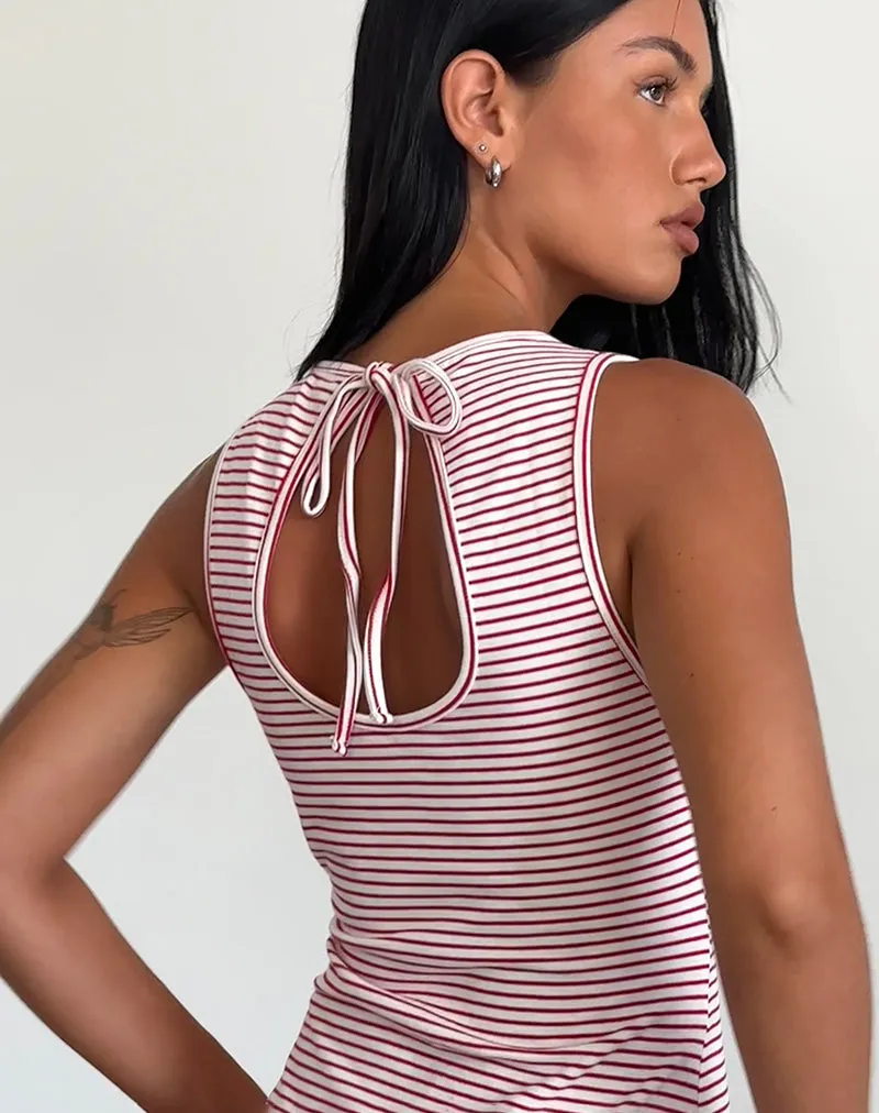 Muzuki Jersey Mini Dress in Red and White Stripe sold by Motel Rocks product image thumbnail 4