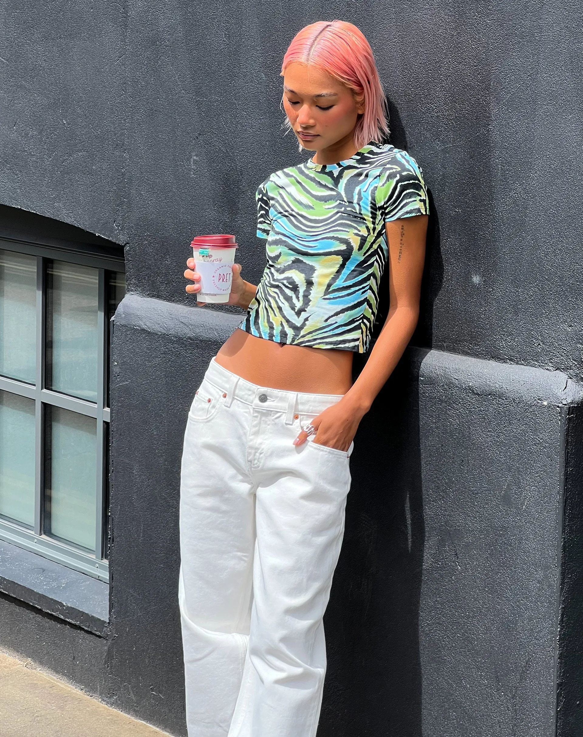 Surtie Crop Top in Warped Zebra Blue sold by Motel Rocks product image thumbnail 2