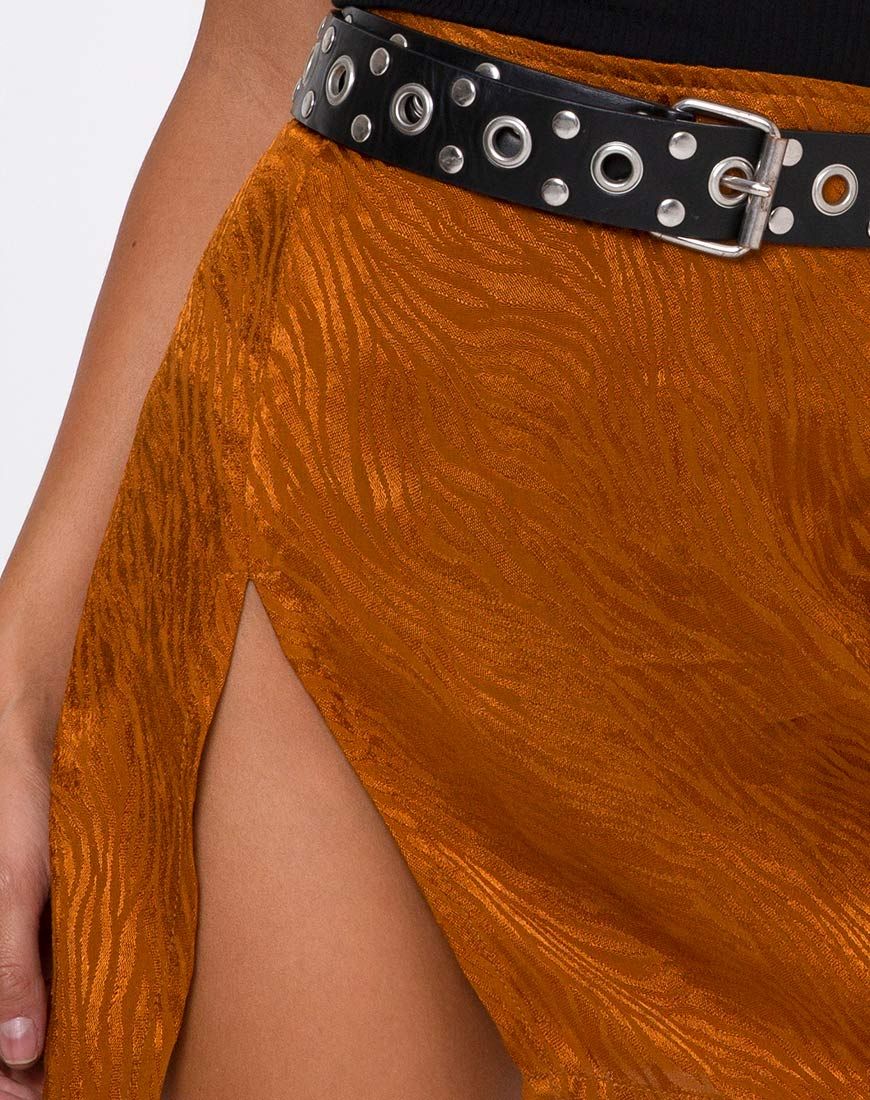 Shenka Mini Skirt in Satin Zebra Golden Coral sold by Motel Rocks product image thumbnail 5