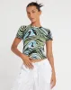 Surtie Crop Top in Warped Zebra Blue sold by Motel Rocks
