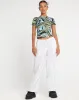 Surtie Crop Top in Warped Zebra Blue sold by Motel Rocks