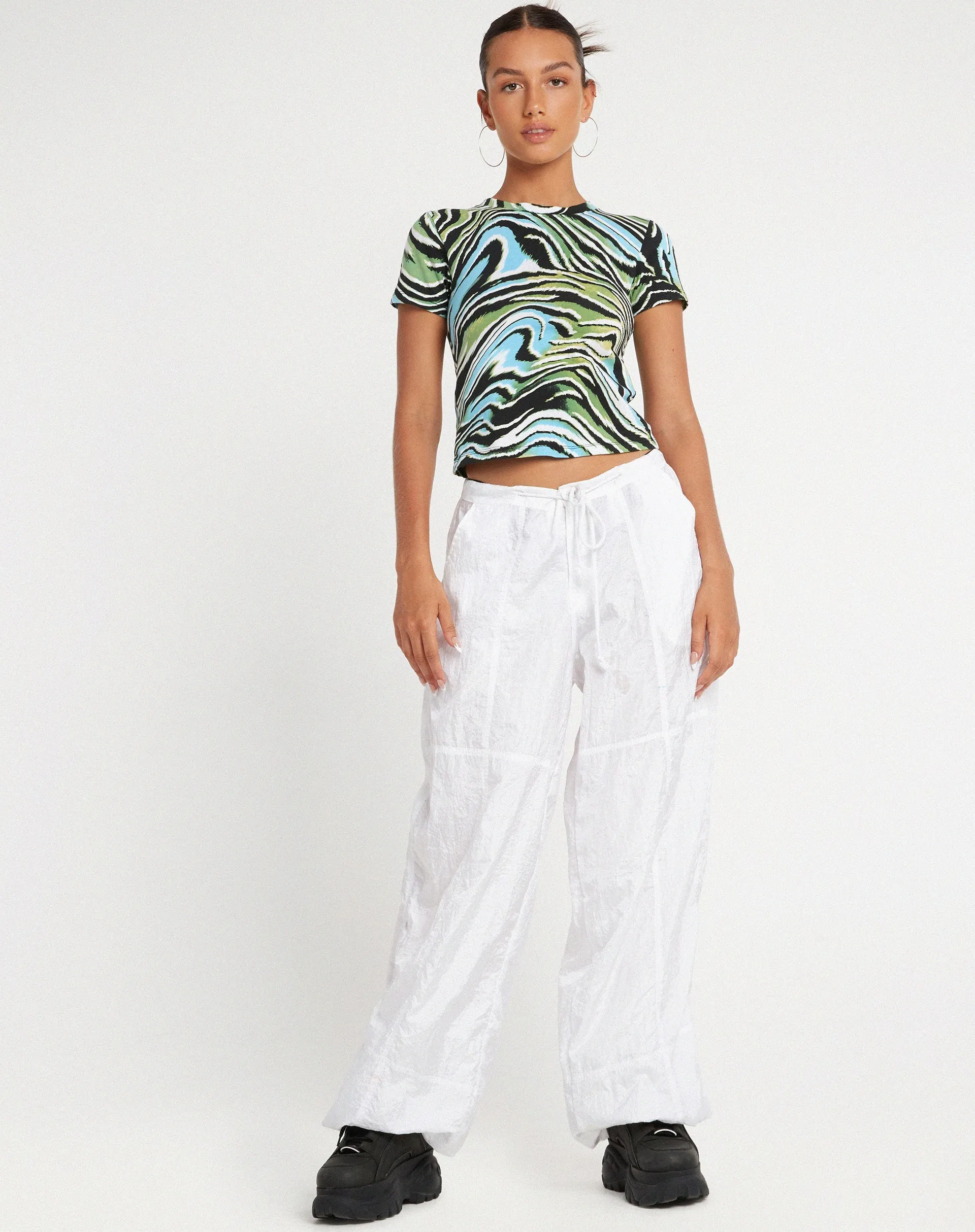 Surtie Crop Top in Warped Zebra Blue sold by Motel Rocks product image thumbnail 4