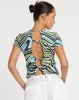 Surtie Crop Top in Warped Zebra Blue sold by Motel Rocks