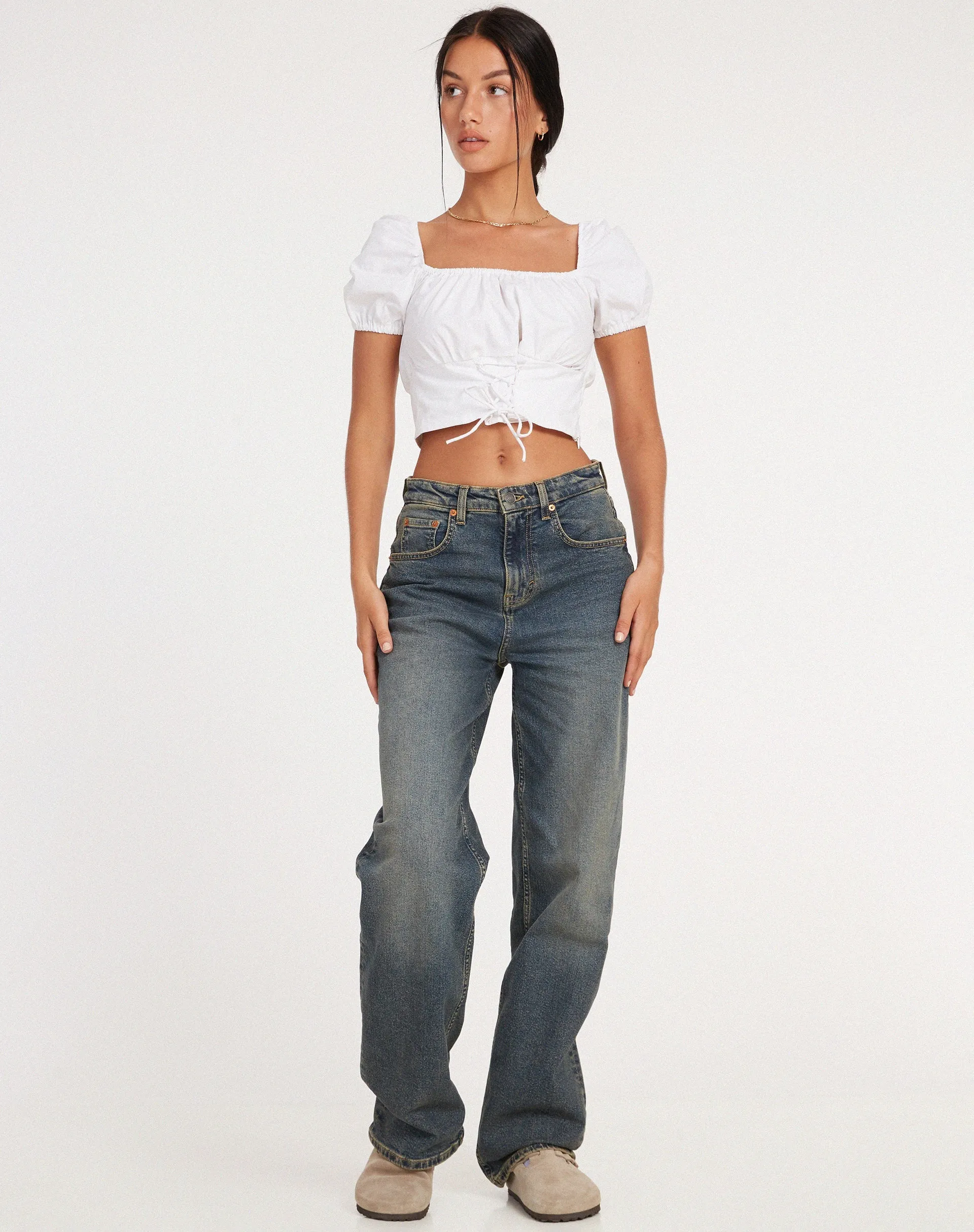 Ruiz Crop Top in White sold by Motel Rocks product image thumbnail 3