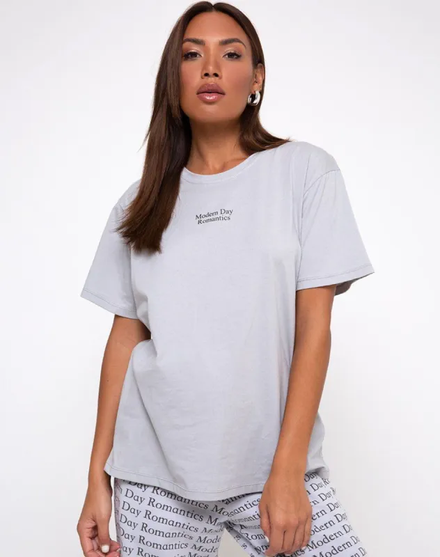 Oversize Basic Tee in Modern Day Romantics Grey sold by Motel Rocks