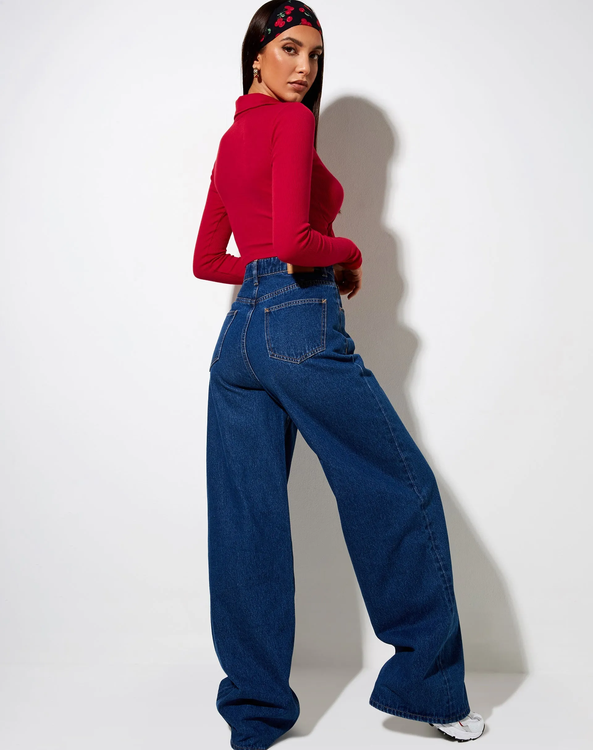 Ryals Long Sleeve Top in Rib Racing Red sold by Motel Rocks product image thumbnail 5