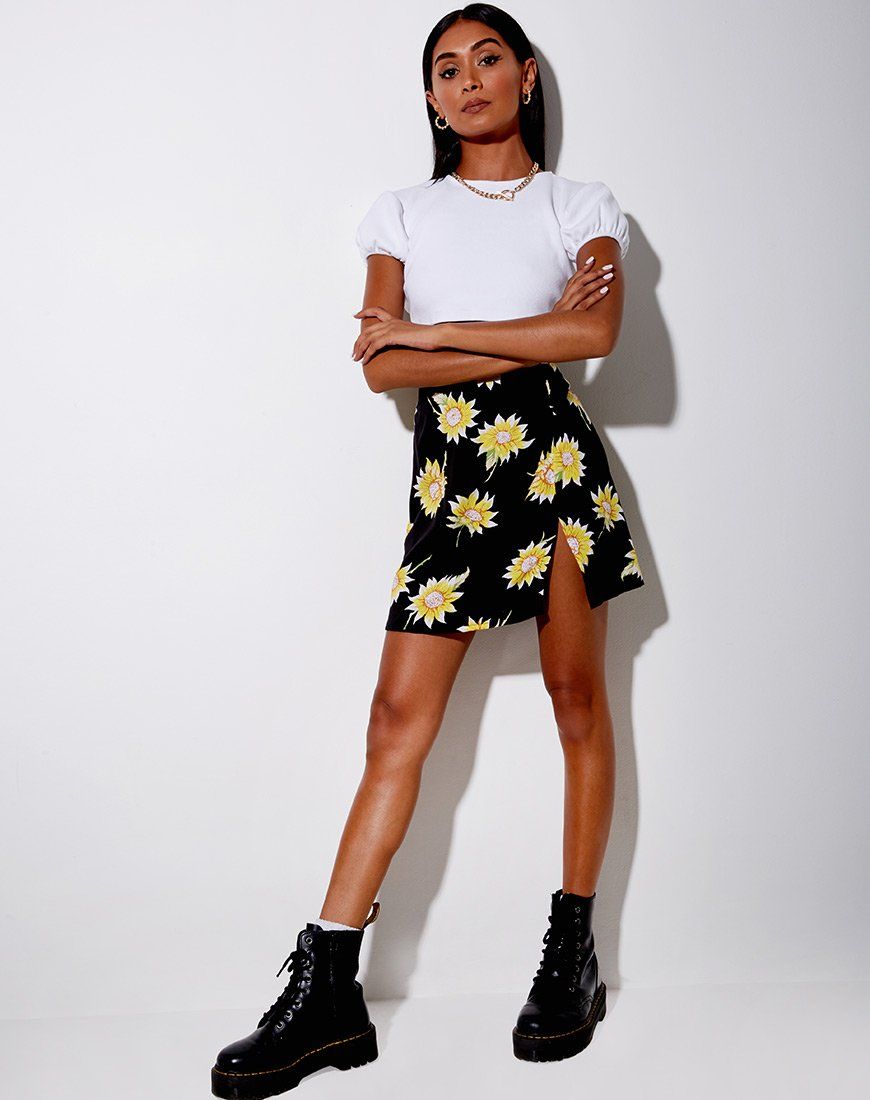 Sheny Mini Skirt in Sunny Days Black sold by Motel Rocks product image thumbnail 3