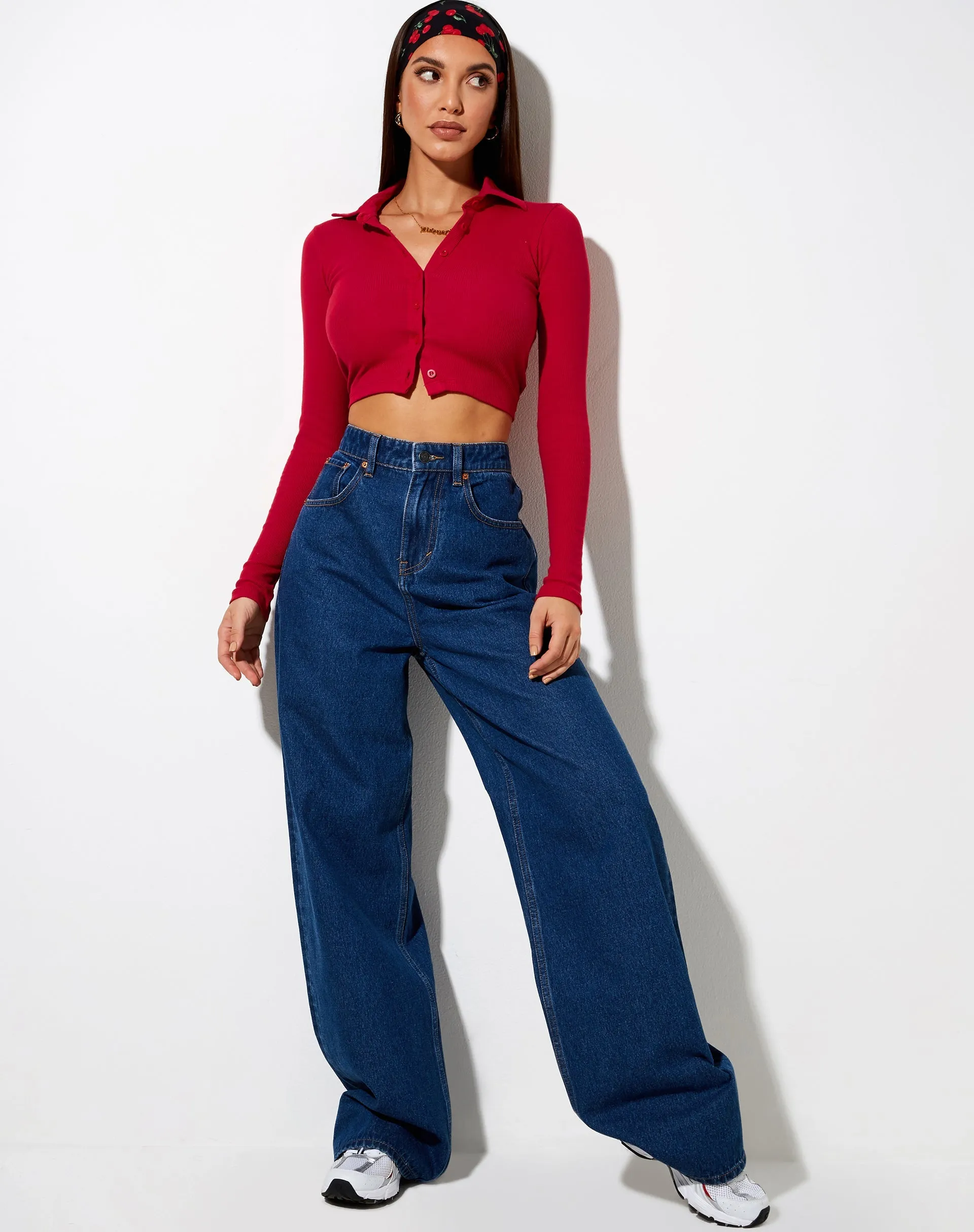 Ryals Long Sleeve Top in Rib Racing Red sold by Motel Rocks product image thumbnail 3