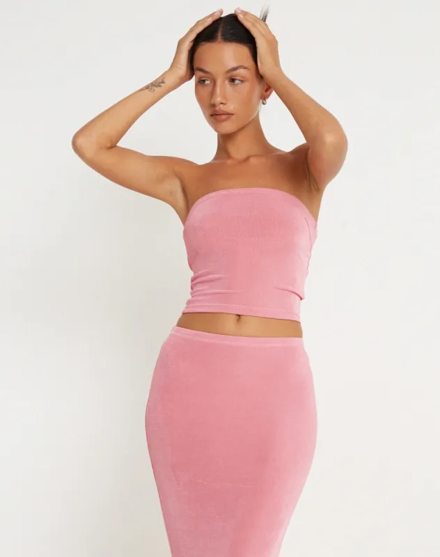 Tiska Bandeau Top in Pink sold by Motel Rocks