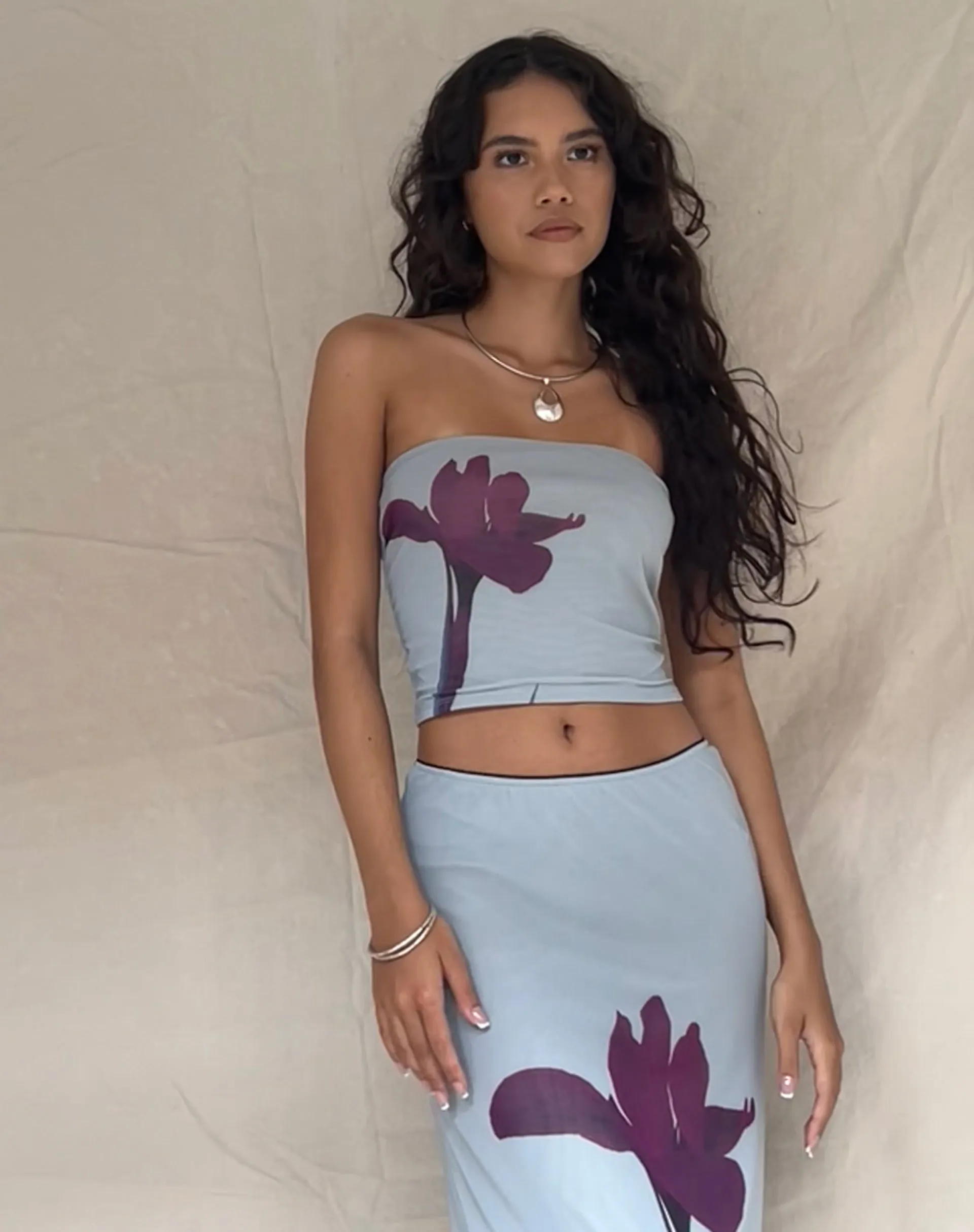 Shae Bandeau Top in Mint Flower Placement sold by Motel Rocks product image thumbnail 2
