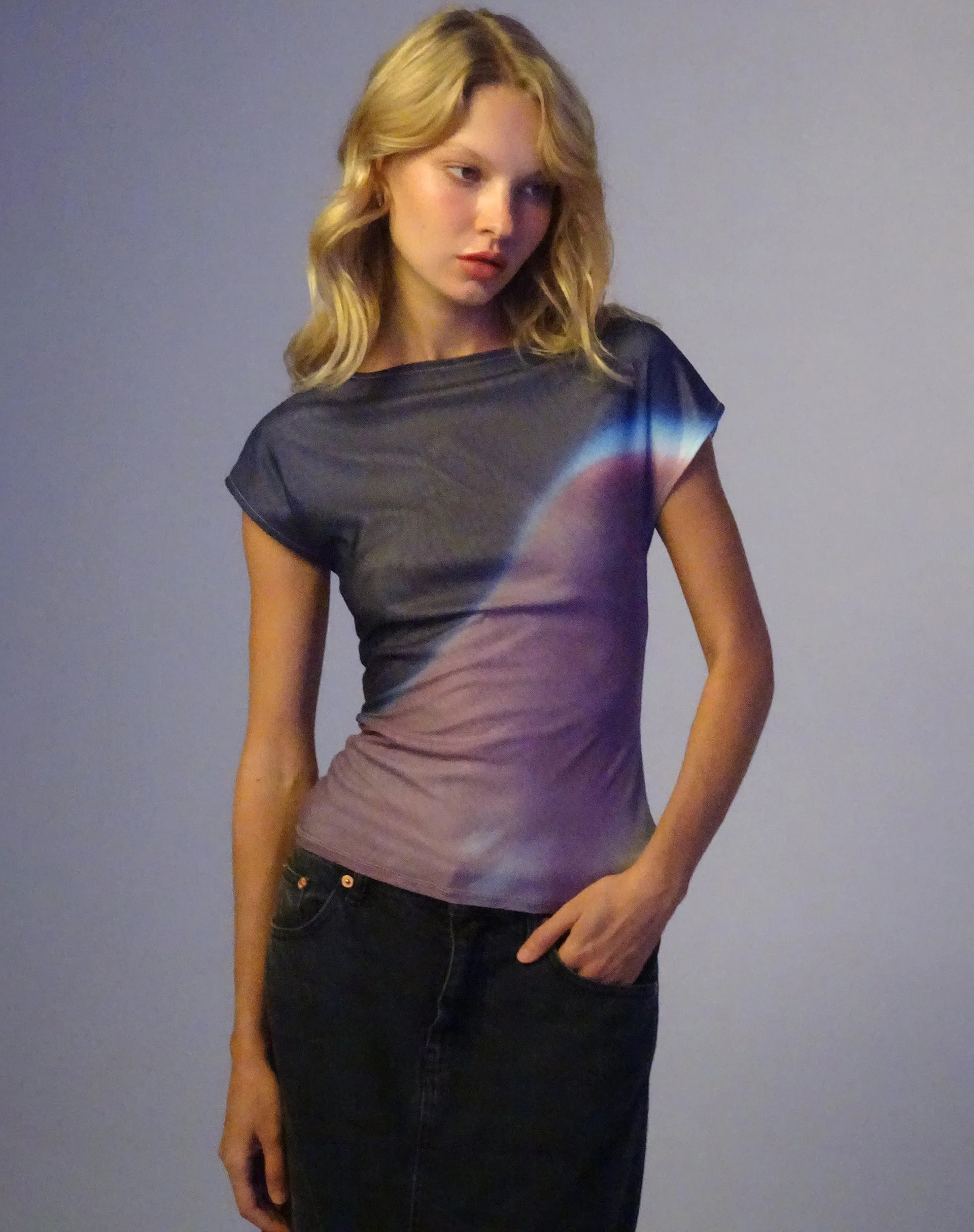 Nova Top in Mesh Pink Digi Gradient Print sold by Motel Rocks