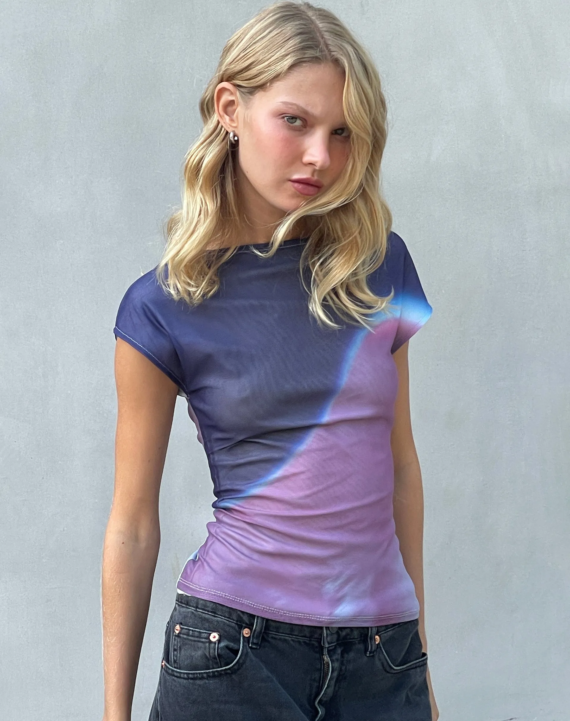 Nova Top in Mesh Pink Digi Gradient Print sold by Motel Rocks product image thumbnail 4