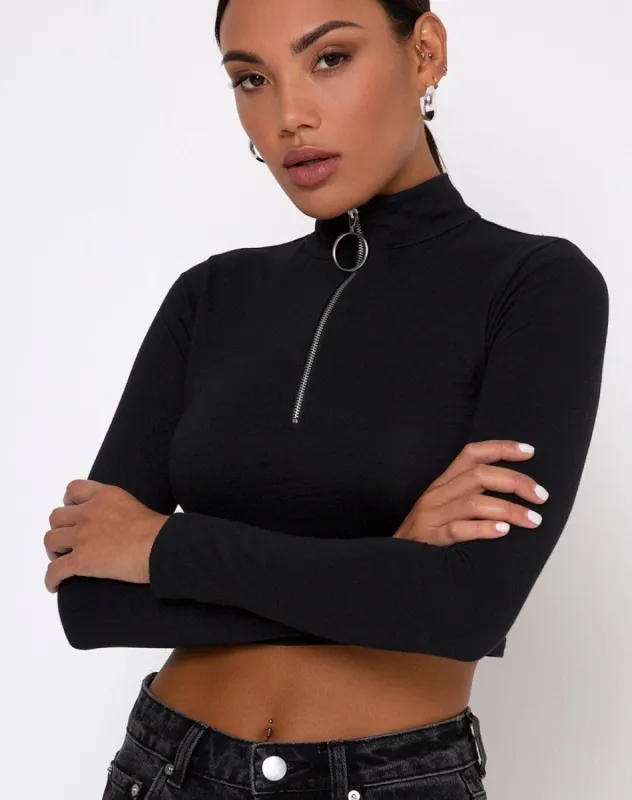 Lesvy Crop Top in Black sold by Motel Rocks
