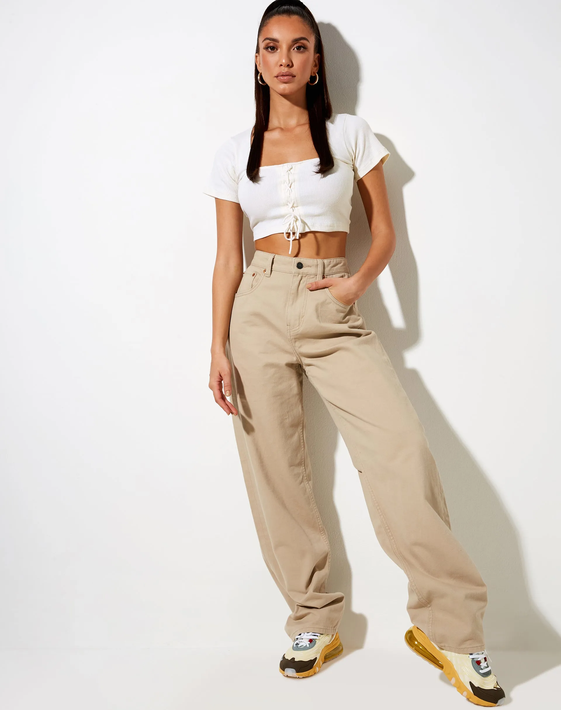 Anjali Crop Top in Rib Ivory sold by Motel Rocks product image thumbnail 3