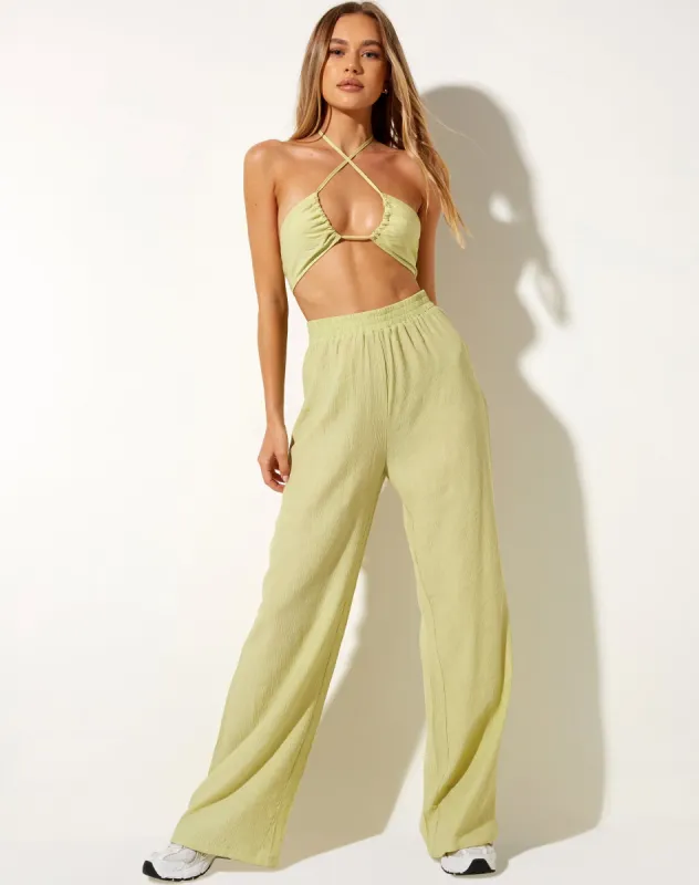 Delphi Crop Top in Crinkle Sage sold by Motel Rocks