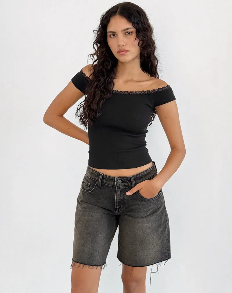 Chacha Top in Black Rib Lace sold by Motel Rocks product image thumbnail 4