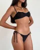 Lentra Bikini Bottom in Broderie Black with Ruffle sold by Motel Rocks