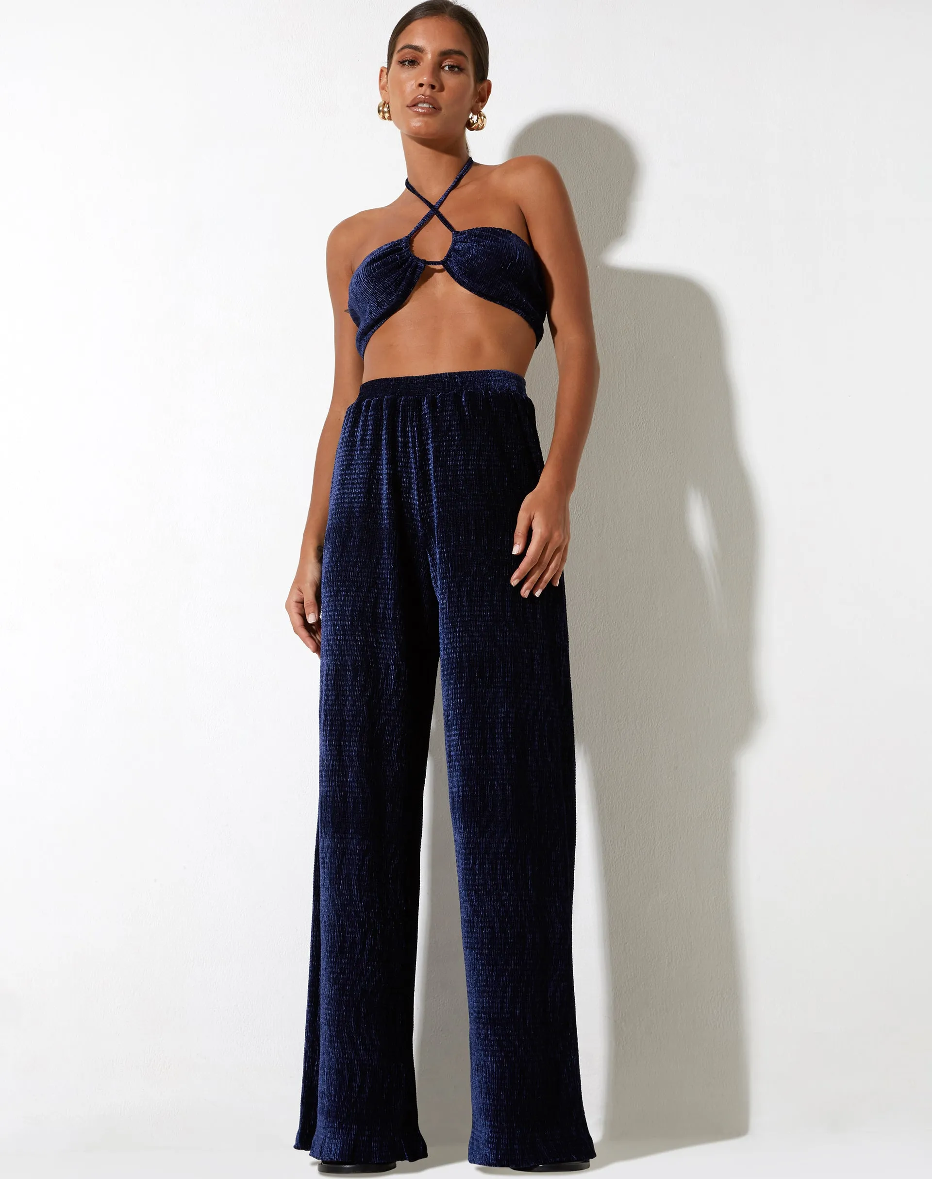 Yessa Crop Top in Velvet Navy sold by Motel Rocks product image thumbnail 3