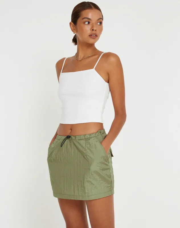 Xenpy Cargo Mini Skirt in Silver Green sold by Motel Rocks