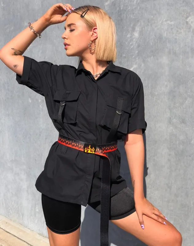 Haimen Shirt in Black sold by Motel Rocks