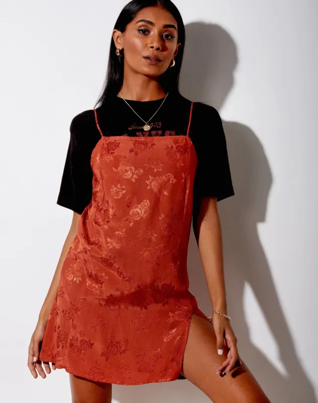Datista Slip Dress in Satin Rose Copper sold by Motel Rocks