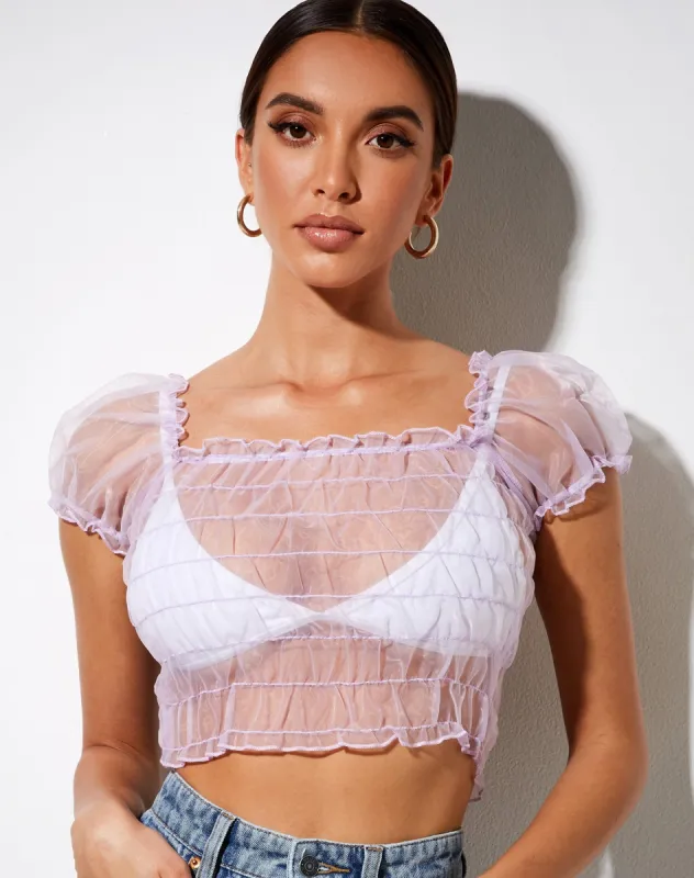 Marilla Crop Top in Lilac sold by Motel Rocks