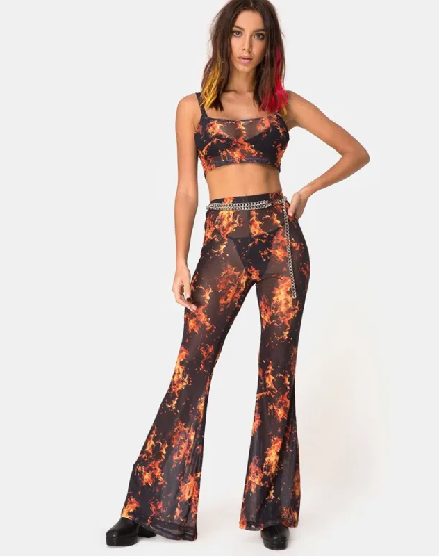 Herlom Flare Trouser in Fire Mesh sold by Motel Rocks