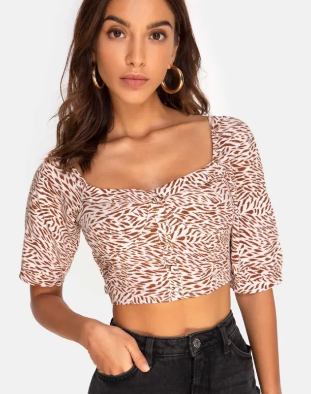 Flory Crop Top in Safari Taupe sold by Motel Rocks