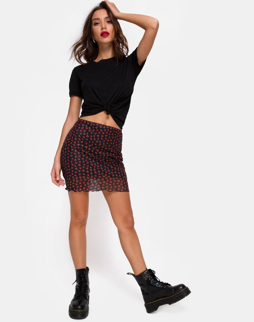 Kinnie Mini Skirt in Dotty Rose Net sold by Motel Rocks product image thumbnail 3